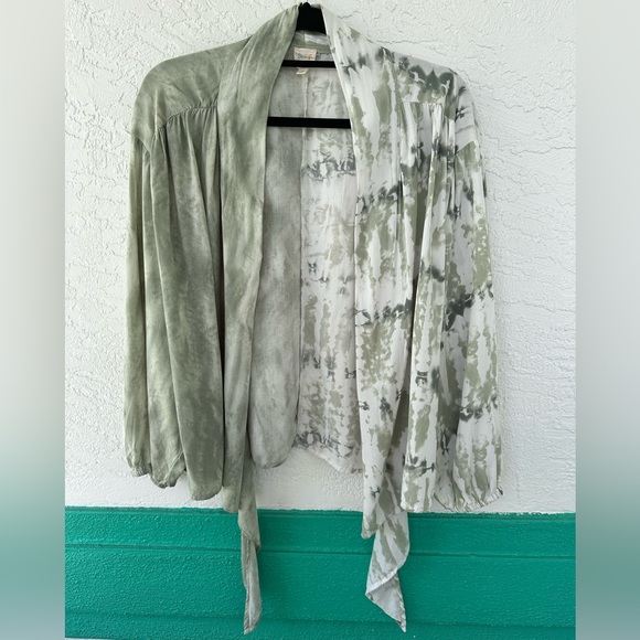 Surf Gypsy Wrap Top Tie Dye Tie Front Long Sleeves Medium Cover Up Shrug Medium - Picture 3 of 13